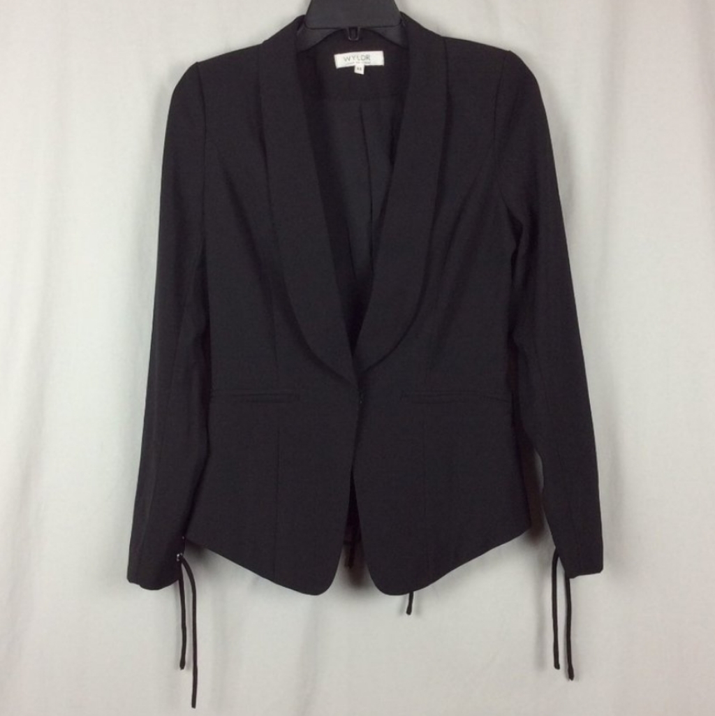 Wyldr Lace Up Blazer Black Xs Neutral Office Siren Minimalist Dark Academia